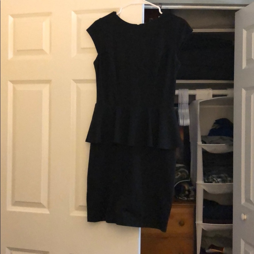 Medium Black body con dress with peplum